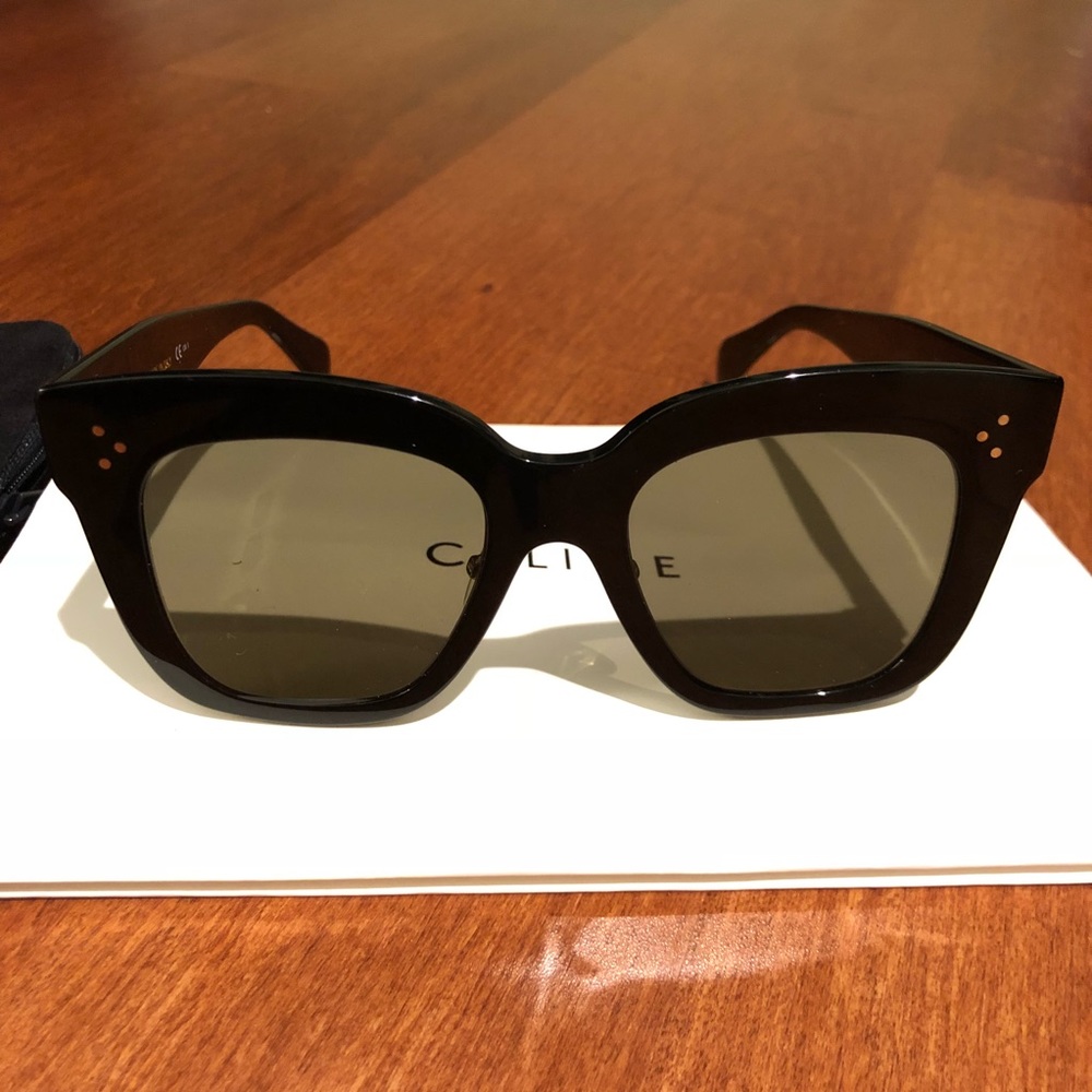 Celine Kim oversized black square sunglasses